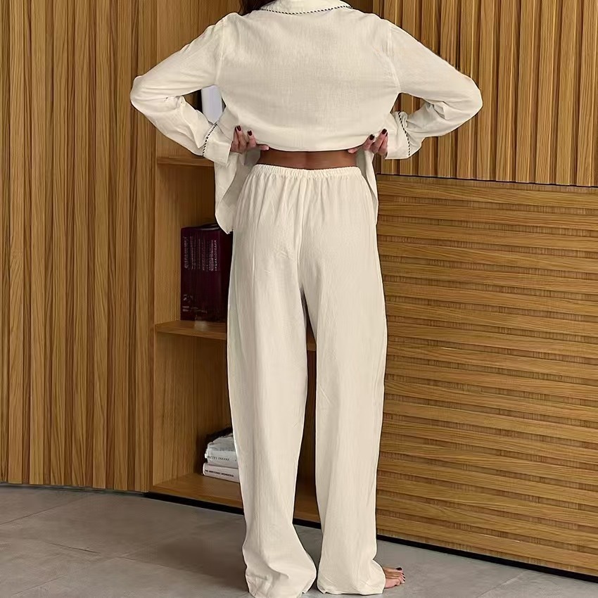Cotton Women Pajama Set Contra - Linen Shirt Breathable 评论和价格