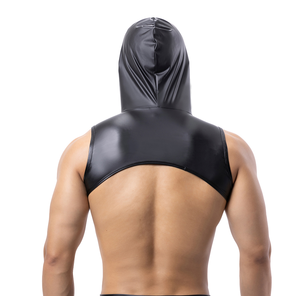 Men Faux Leather Hooded Fitnes - Tank Top Muscle 评论和价格