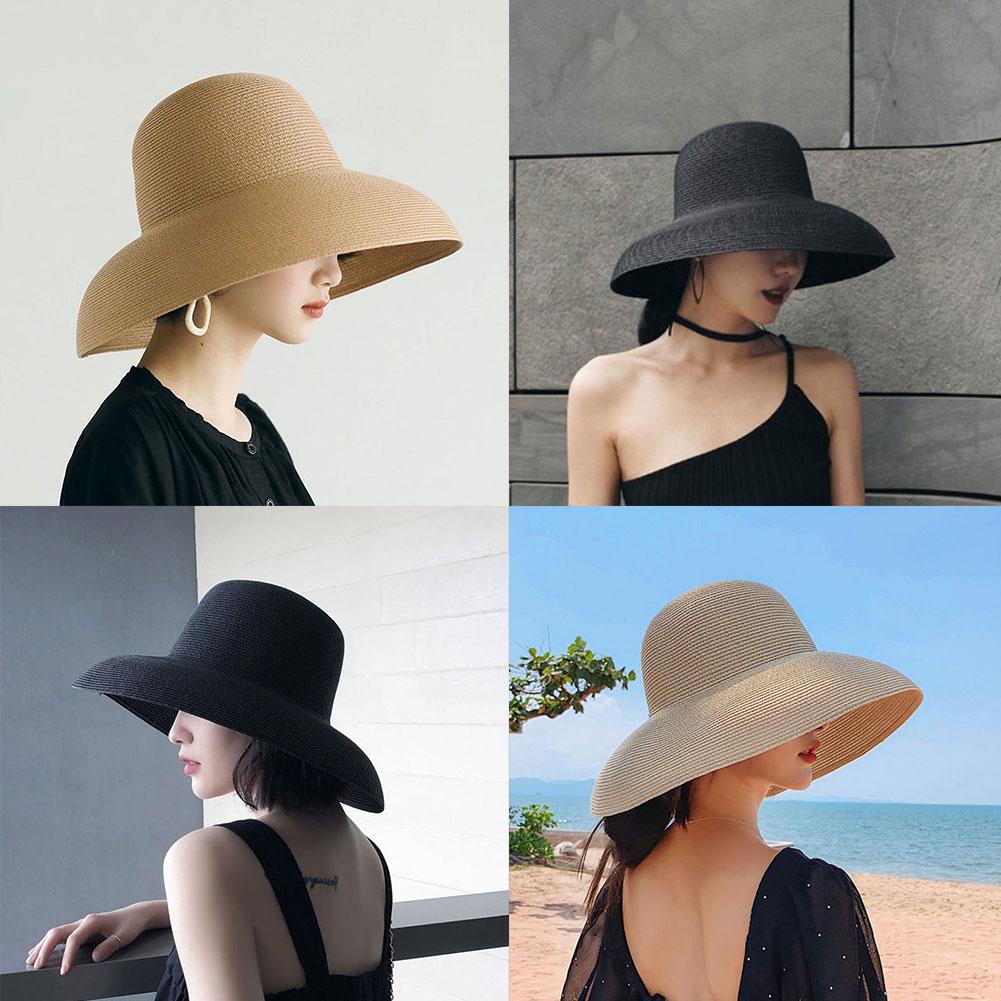 French Hepburn Style Wide Brim - Bucket Hat Straw 评论和价格